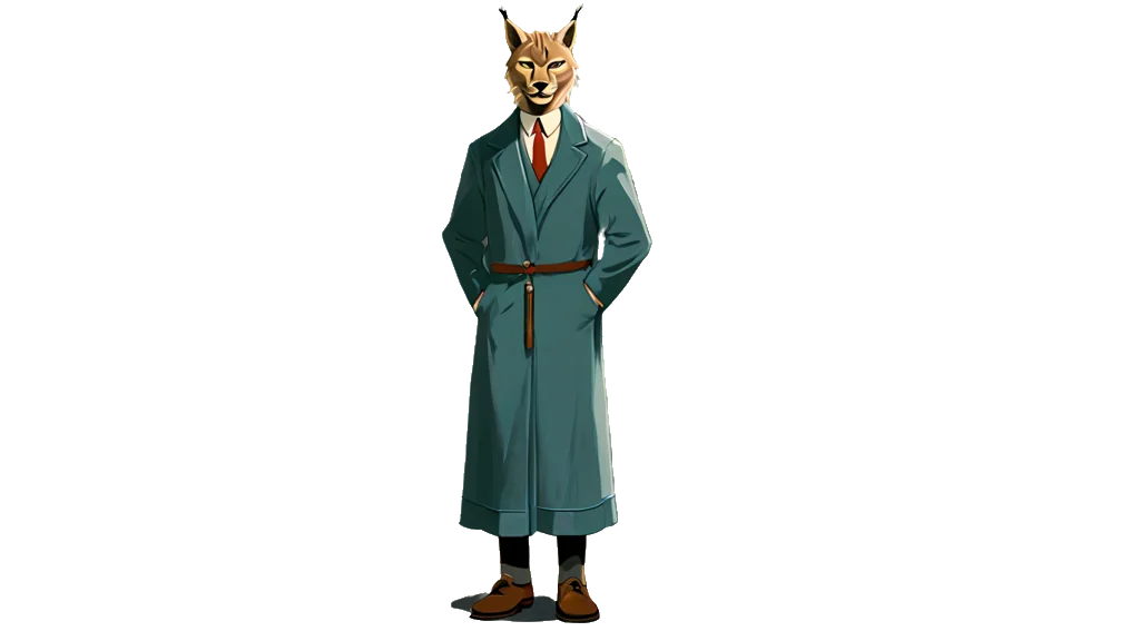 Nahaufnahme des Luchs-Türstehers, der Figur, die für diese Seite steht
